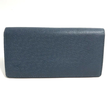 LOUIS VUITTON Long Wallet Purse M30662 Taiga Leather blue Taiga Portefeuille Braza mens Used Authentic